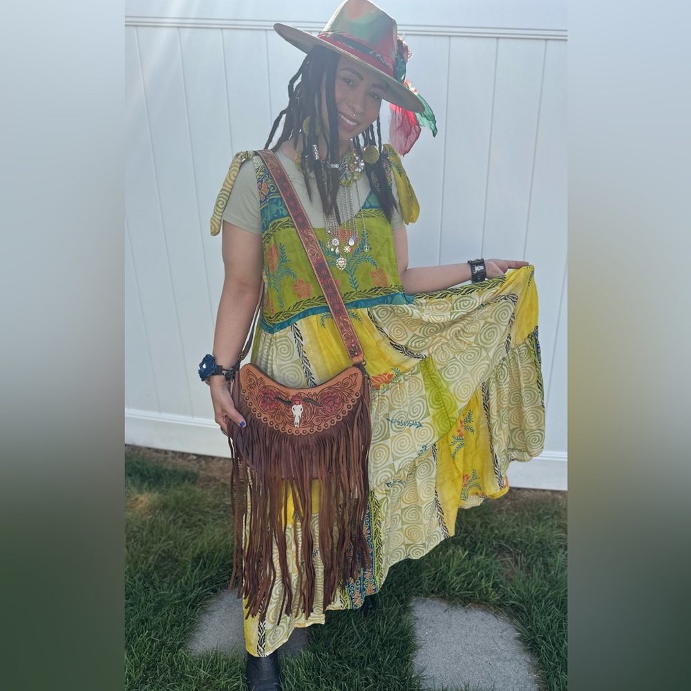 Brown Fringed Leather crossbody Bag